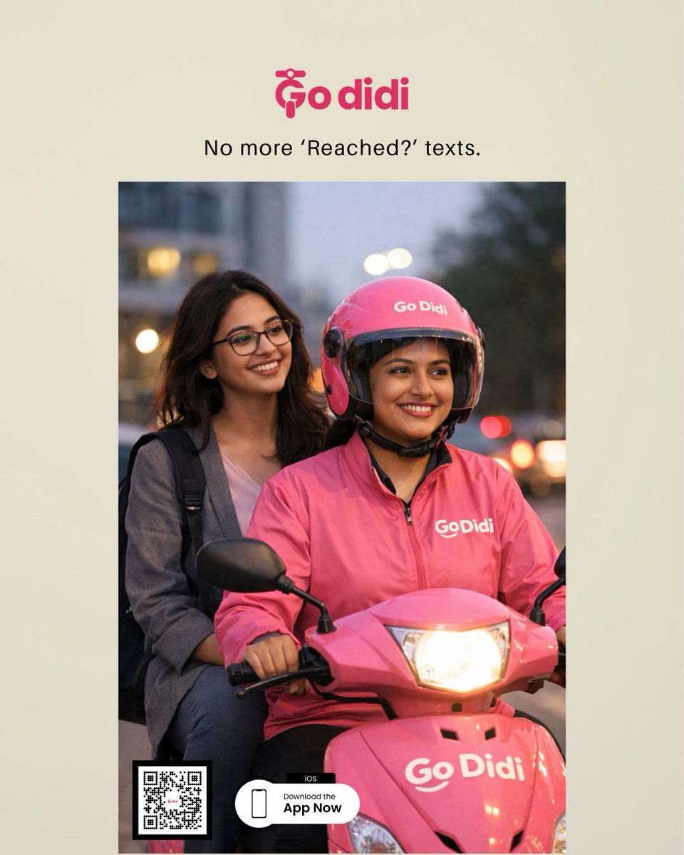 godidiapp's tweet photo. No more “Reached?” texts. 💗
Because when women ride with GoDidi, safety is already taken care of.

🚗 Female drivers
🛡️ Built-for-safety rides
🤝 Peace of mind for you—and your loved ones

Let freedom feel normal again.

🌐 Website: https://t.co/m5kwTvgDcZ https://t.co/3MXuZ6f7FU