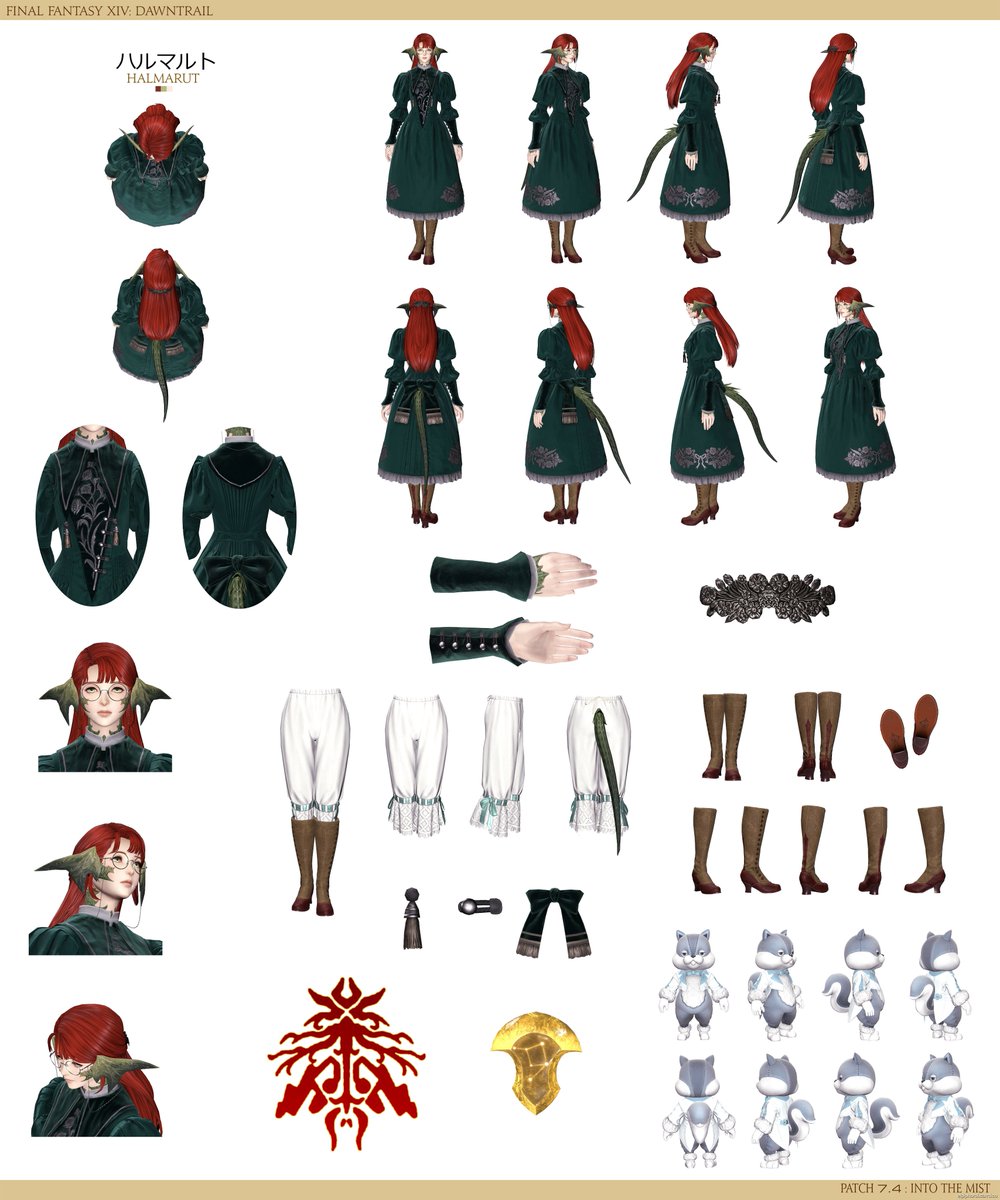 I'm sharing my friend's Halmarut reference sheet as they no longer use Twitter.

A high resolution copy of this reference and the entire collection of their FFXIV character reference sheets can be found here: elpiphoroi.carrd.co