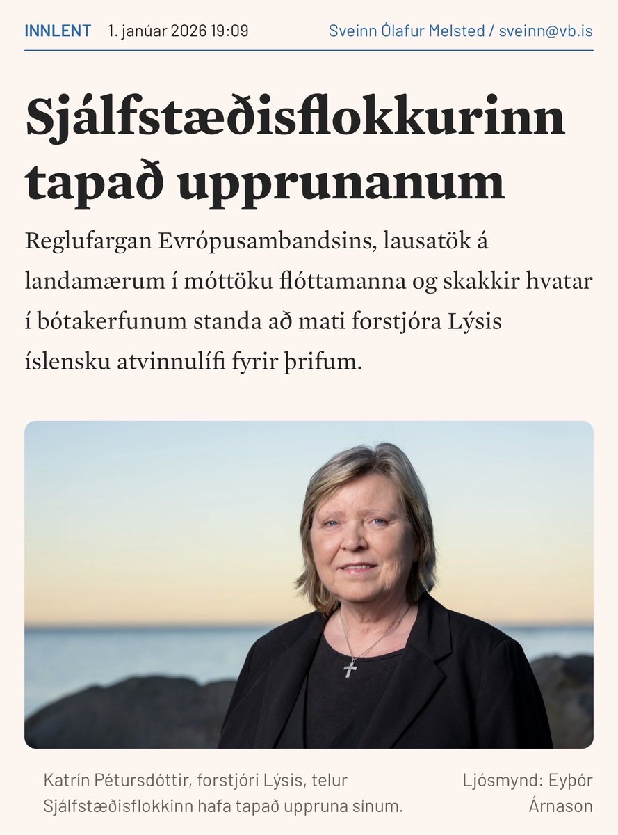 Stórmerkilegt viðtal fyrir þá í Valhöll sem telja að vanda flokksins megi leysa með því að líkjast Samfylkingunni og Viðreisn enn frekar.