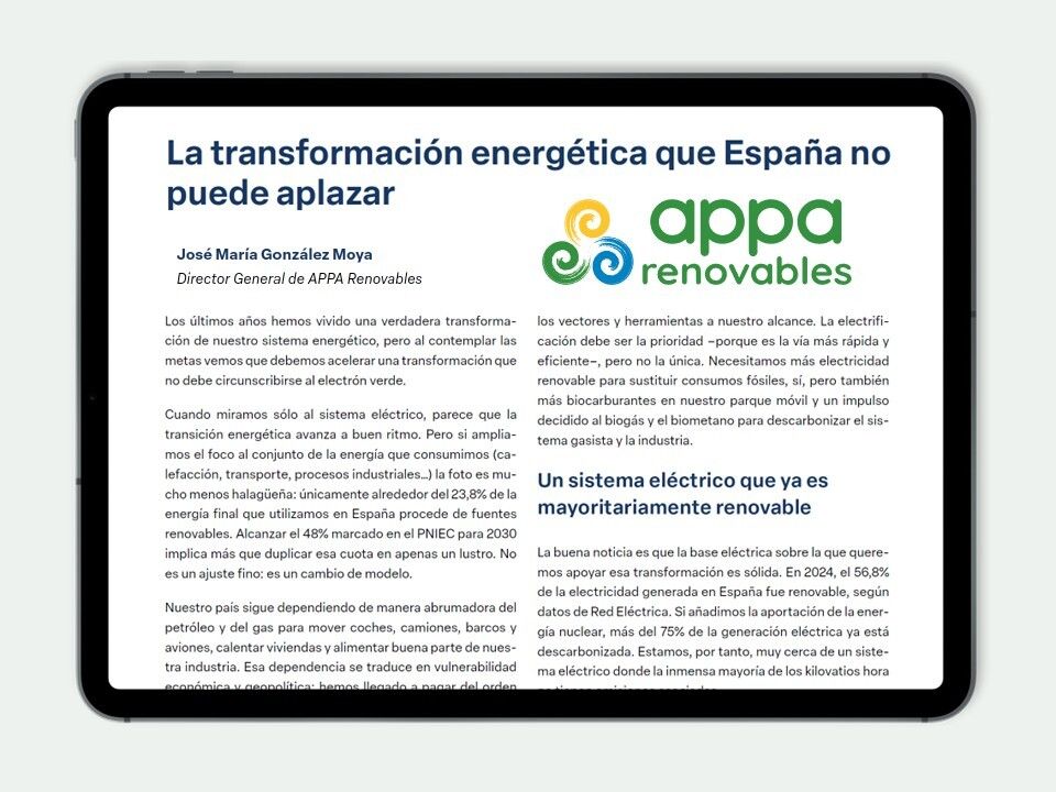 APPA_Renovables's tweet image. En “La transformación energética que España no puede aplazar”, publicado en los Cuadernos de Energía de @Enerclub, José María González Moya (@jmgmoya), DG @APPA_Renovables, analiza los retos pendientes en #demanda, #redes, #flexibilidad y #almacenamiento 🔋⚡

Lectura
