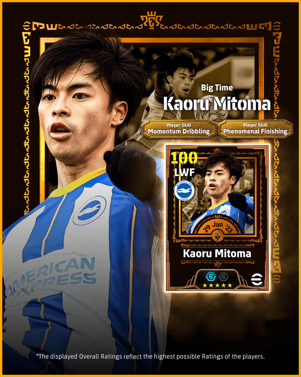 ibuk7951709's tweet photo. 【Big Time: Kaoru Mitoma】

試合の行方を決定づけた、忘れられない一瞬。
2023年、アディショナルタイムに生まれた圧巻のゴールが、Big Timeとして登場！✨

🇯🇵三笘 薫

BigTimeの背景を作ったので、お試しです。

*Concept*

#イーフト #efootball https://t.co/YyQ5Y18tOS