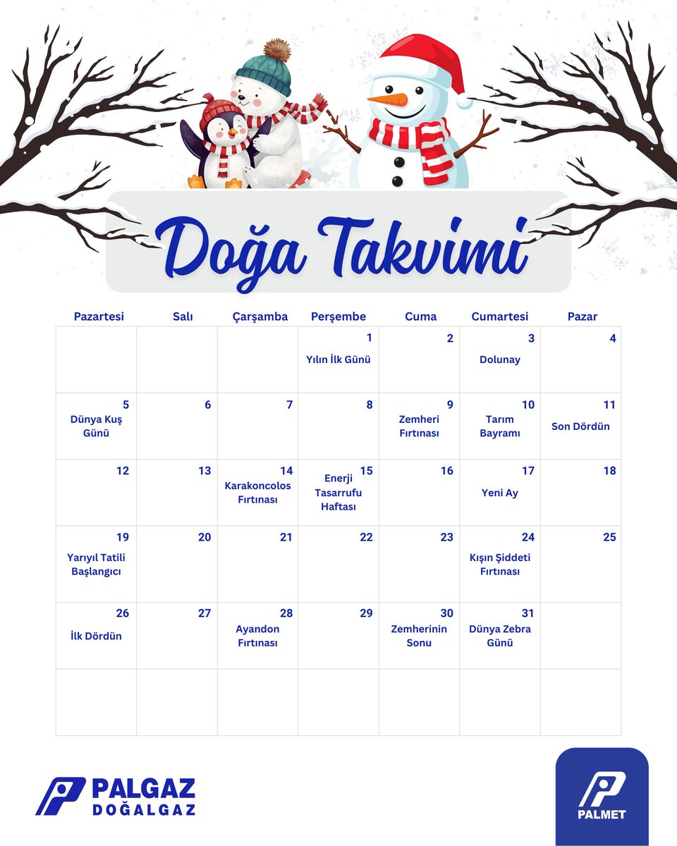 Merhaba Ocak! ❄️ Yeni başlangıçların ayı; tazelenen hedefler, yenilenen motivasyon ve umut dolu bir yıl için güçlü bir ilk adım.

#Palgaz #DoğaTakvimi #KışMevsimi #MerhabaOcak #DoğaRenkleri #YeniHedefler #Motivasyon #Denge #Umut #YeniAy