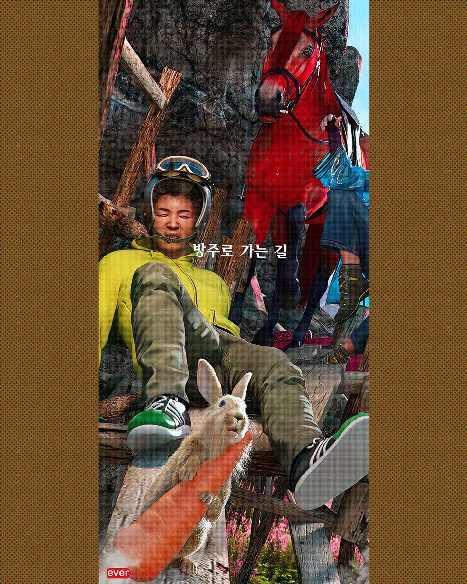 보통 이런 작업을 하면 착상이라고 머리에 장면이 그림처럼 펼쳐진다. 자세히는 아니고 절벽, 그 길을 걷는 말과 일행, 나무 다리, 흔들거림. 여기까지가 첫 상상의 영역이고, 🐰토끼와 🥕당근은 의도적으로 추가한 웃음요소. 😁

#방주로가는길 #제작후기 #Photocards