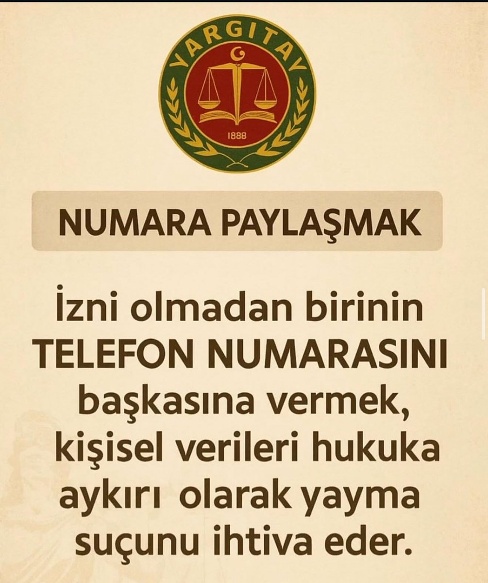 Bir kişinin telefon numarasını rızası ve bilgisi olmadan başka birine vermek, Türk Ceza Kanunu (TCK) kapsamında Kişisel Verileri Hukuka Aykırı Olarak Verme veya Ele Geçirme Suçu (TCK Madde 136) olarak kabul edilir ve suç teşkil eder .