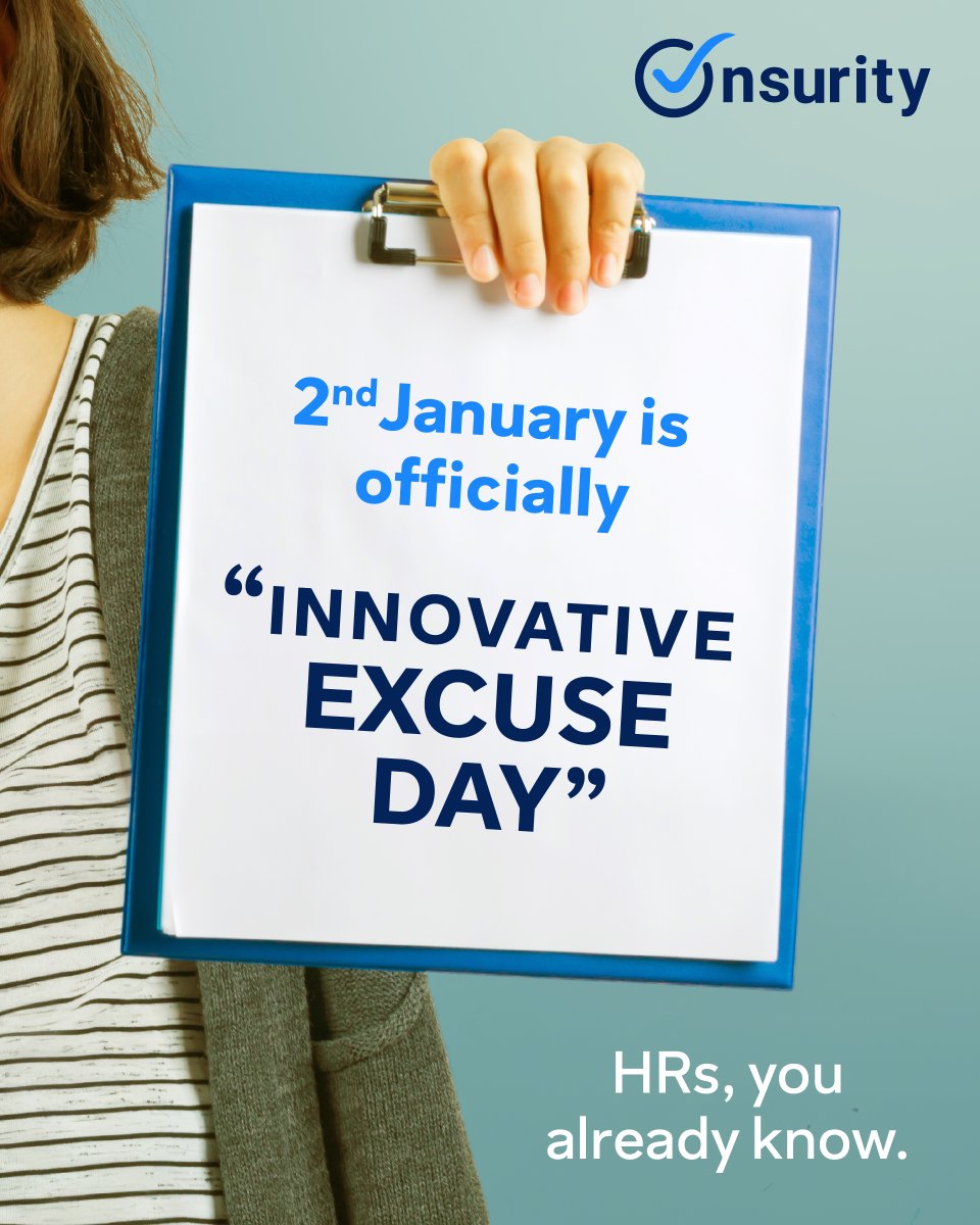 onsurity's tweet image. So, what's your excuse?

#Onsurity2026 #InnovativeExcuseDay #Jan2 #FridayFeels #NewYearHangover #OfficeHumor
