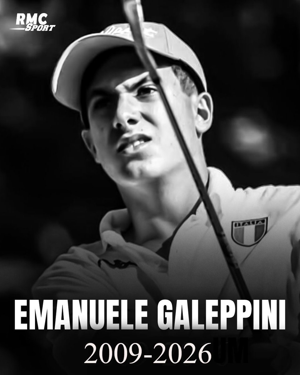 RMCsport's tweet image. 🙏🕊 Emanuele Galeppini, jeune golfeur italien de 16 ans, a été identifié parmi les personnes décédées dans le tragique incendie d’un bar à Crans-Montana. La fédération italienne a annoncé la nouvelle alors que sa famille était à sa recherche.

rmcsport.bfmtv.com/golf/incendie-…