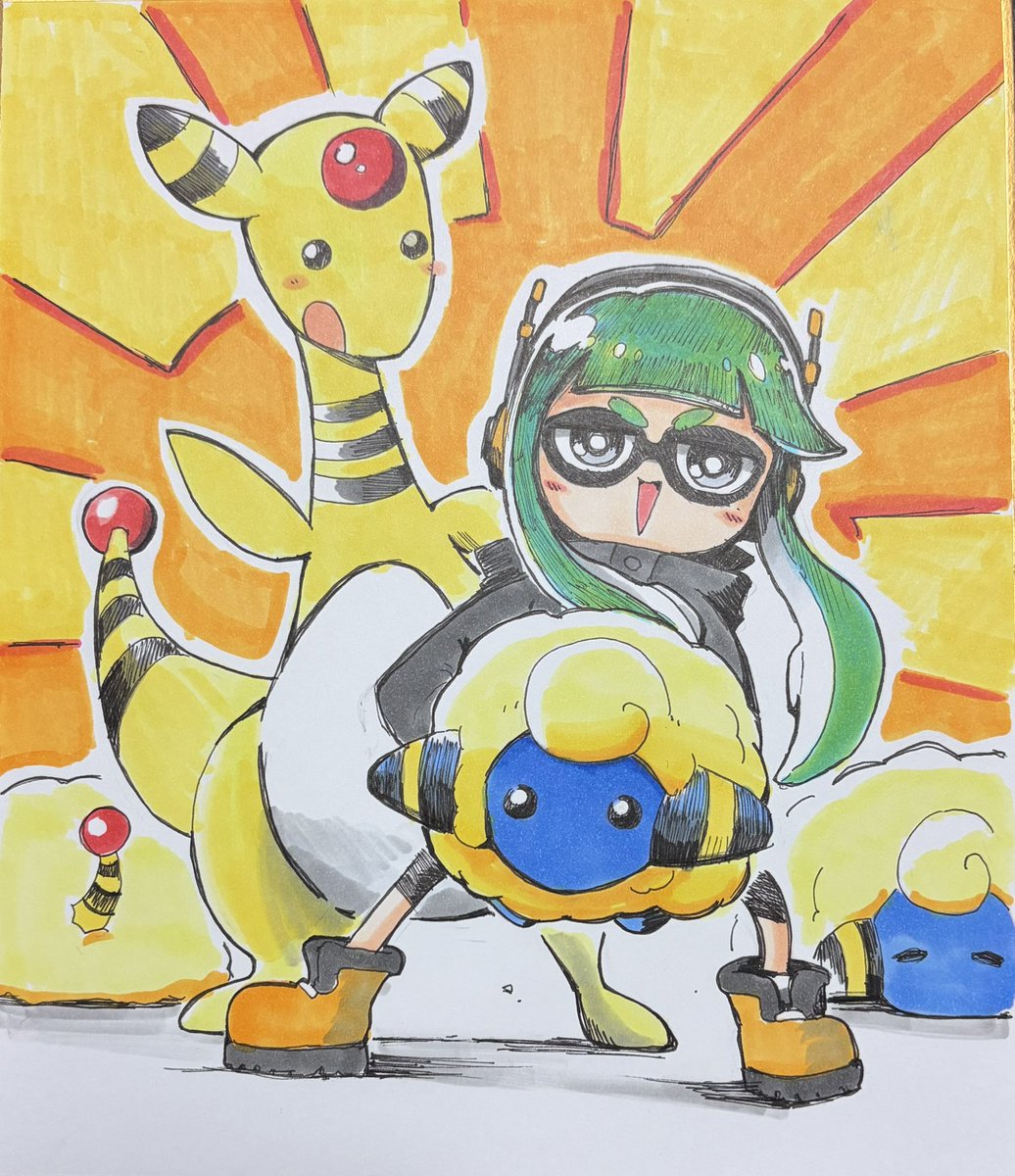 spl_mn's tweet image. らいかさん(@hurin_raika)からイラスト頂きました…！✨(掲載許可頂き済)
2枚目のみ以前頂いたものです🙏
どのイカちゃんも全部可愛いくて和みます🥰
オムライスもぐもぐしたり、メリープ・デンリュウと一緒だったり、新年から大好きなものに囲まれてとても幸せです🥚🦑🐏⚡️
ありがとうございます！