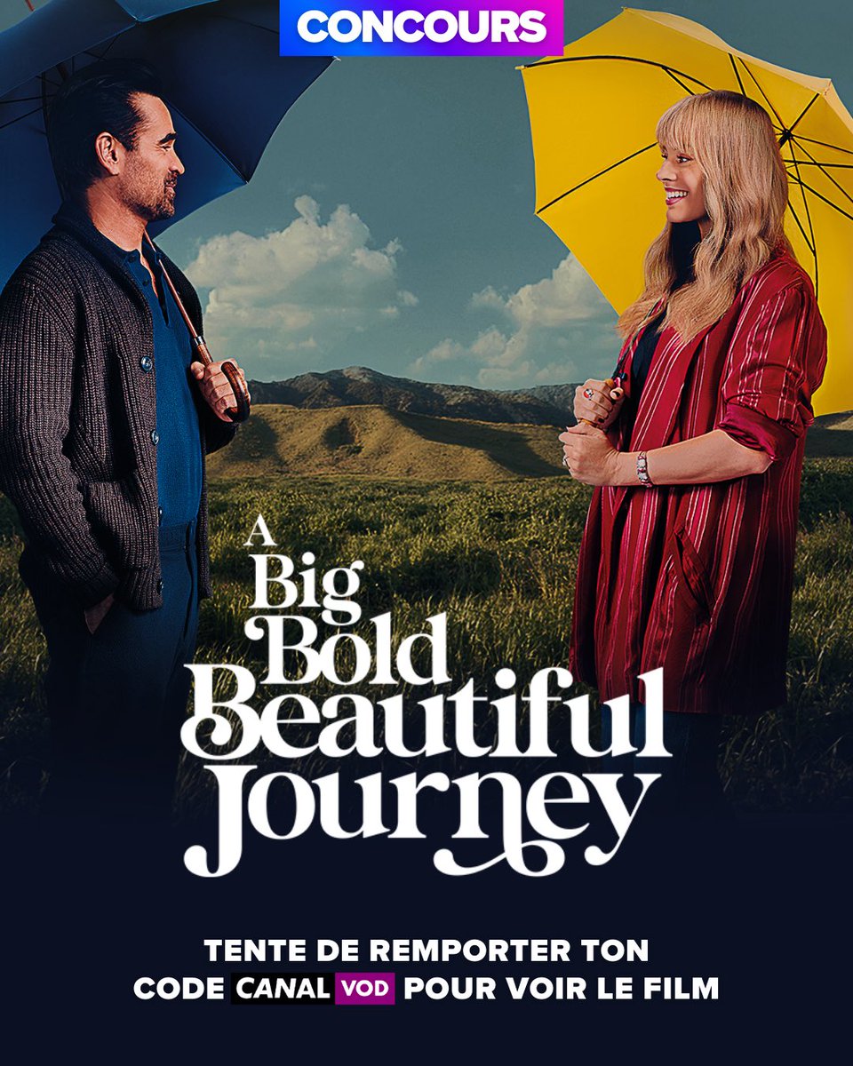 À l’occasion de la sortie VOD de A BIG BOLD BEAUTIFUL JOURNEY, tente de gagner des codes CANALVOD pour voir le film !
Pour cela :
👉 RT + Follow <a href="/SonyPicsHomeFr/">Sony Pics at Home FR</a> 
Concours valable uniquement en France Métropolitaine. TAS le 09/01. #concours