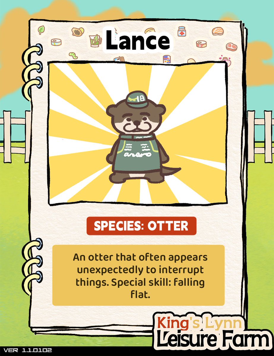 SenseiMuch38988's tweet image. King's Lynn Leisure Farm Ver 1.1.0102 Update~~
Let's welcome our new guests to the farm~~!

- The experienced lynx Nando, the otter Lance from the northern cold lands, and a mysterious guest...?!
- New Tool [Megaphone - Missing] is added. Use it to speak to the person you miss…