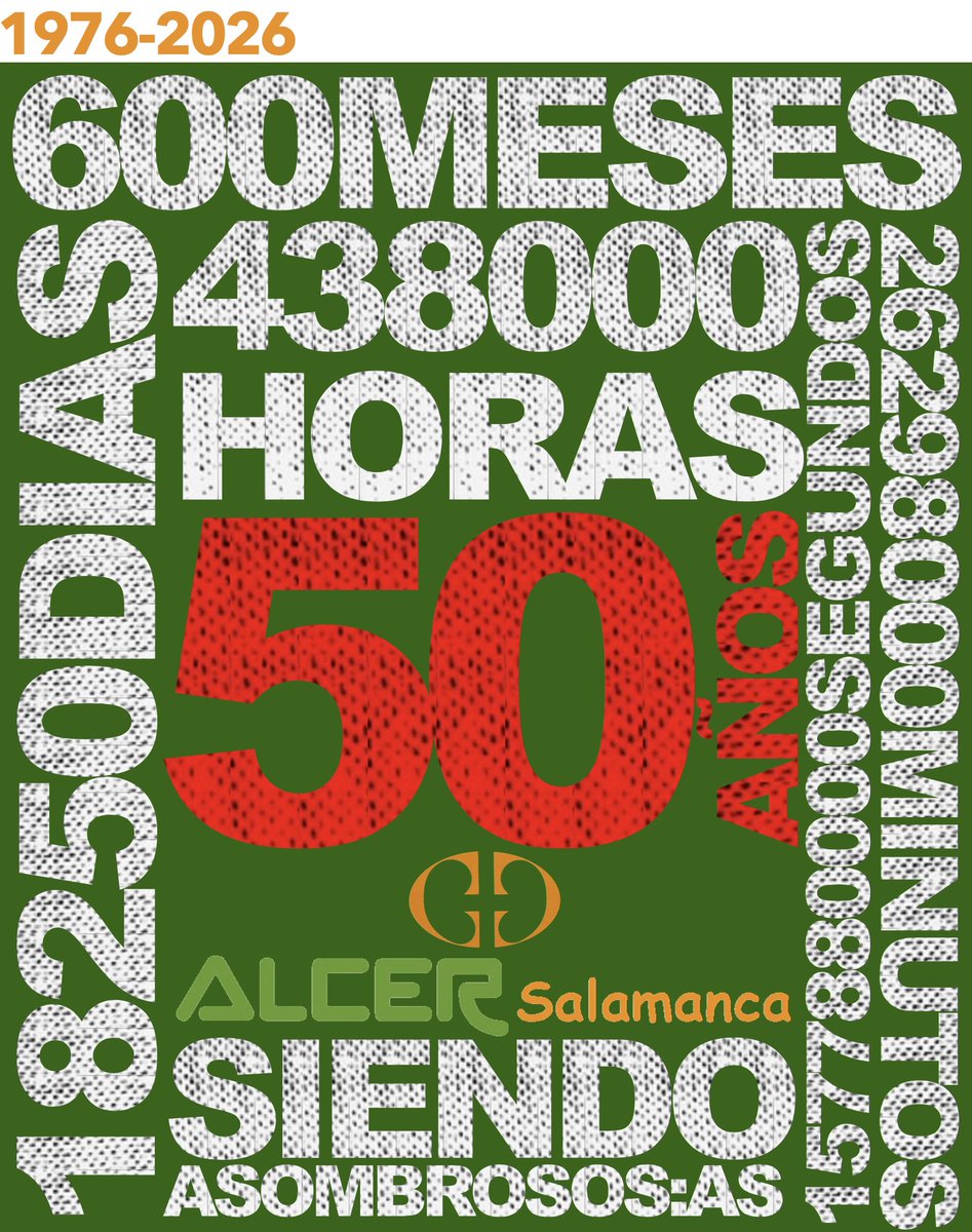 alcersalamanca's tweet image. 🎈 ¡Este año #ALCERSalamanca cumple nada más y nada menos que 18.250 días a tu lado, o sea, unas 438.000 horas!

Y seguimos aquí, #luchando y trabajando incasable por ti, que tienes #enfermedadRenal, y por tu #familia.

¡50 años siendo #asombrosos:as!