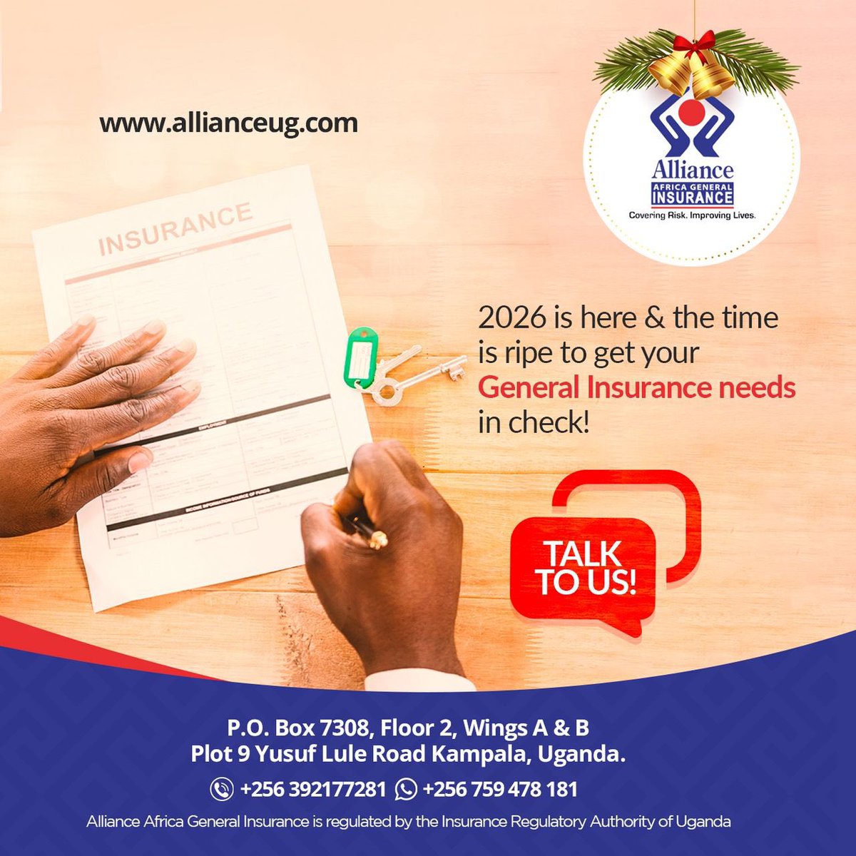 Alliance_UG's tweet image. New year, new Insurance check-up ✅ 
2026 is the perfect time to optimize your General Insurance coverage. 

Talk to us for a tailored review!

#GeneralInsurance #SecureYour2026 #Insuranceforyou