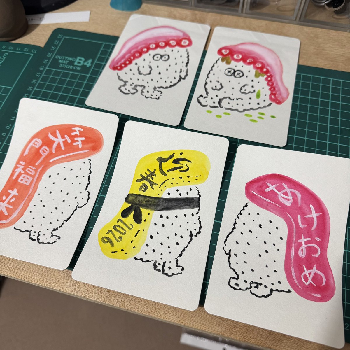 ナカオ☆テッペイ　手描き おしらせ】 1月3日（土）オンラインで 12時頃〜販売予定です☺️ この