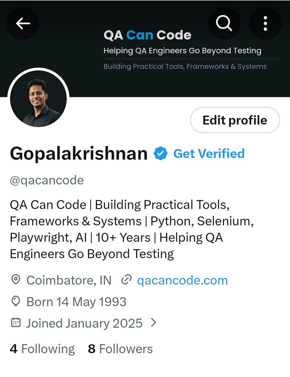 qacancode's tweet photo. This is my profile on Jan 2, 2026 . Let's see how it grows over time! https://t.co/8rypluCTN2