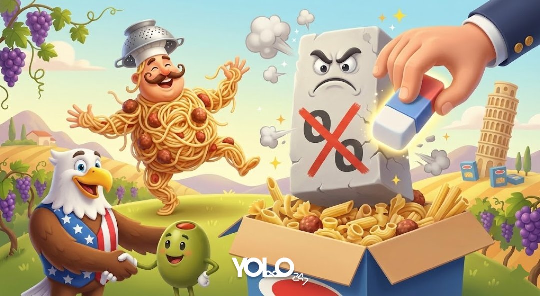 Yolo247_io's tweet photo. 🍝🇮🇹 Tariffs on Italian pasta are off the table!
No 107% tax bite - good news for food lovers and global trade watchers alike. 😄

Stay in the loop 👉 https://t.co/zl7U7GK1KC

#PastaLovers #Rodeo #ExplodingDucks https://t.co/KklfyWuJcS