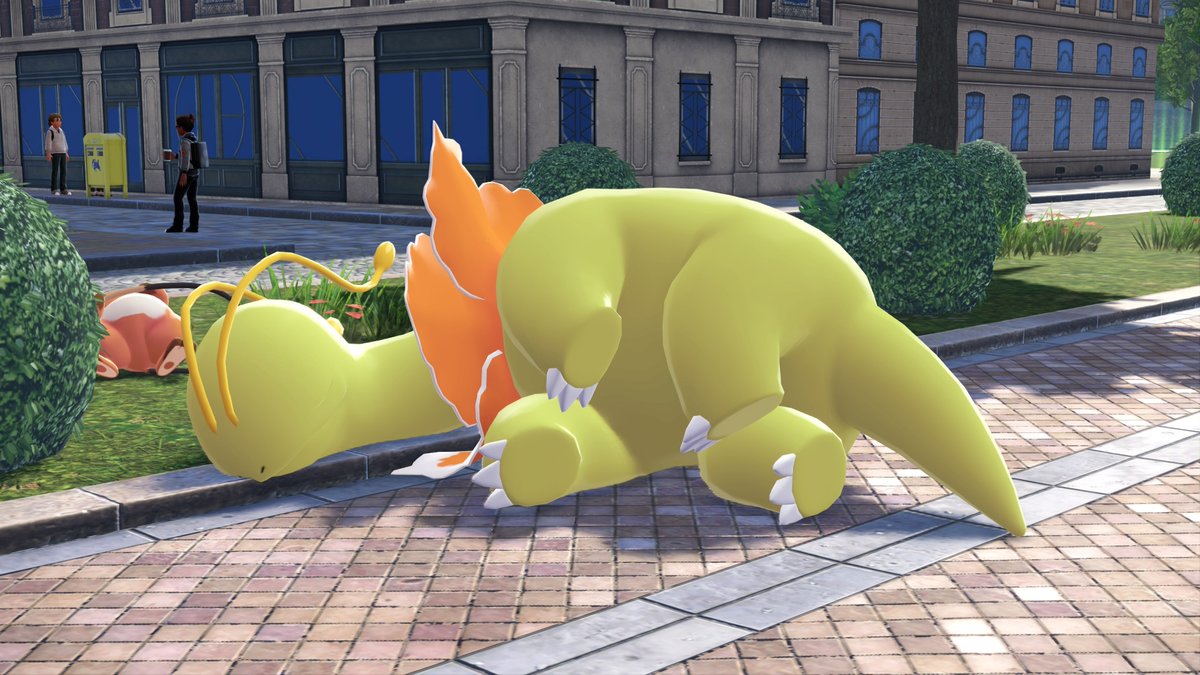 my current team while I'm still working on the DLC living dex 

please just look at Meganium laying there perfectly with his head on the curb🥹