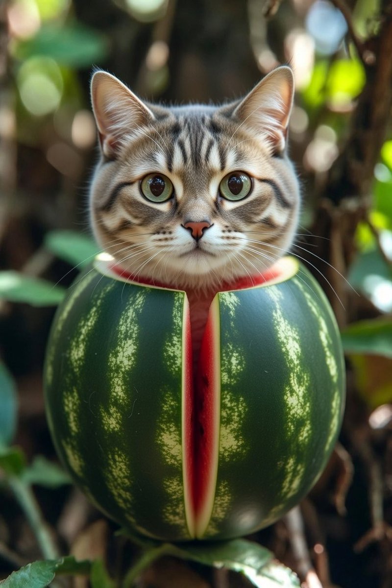 Grokに作ってもらったスイカニャンコ🍉🐈