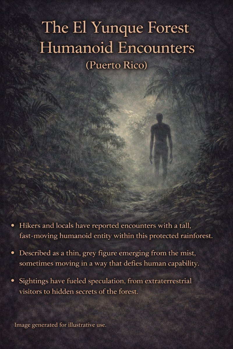 13thXmission's tweet photo. A rare case where nature’s beauty and mystery collide.
Legend, myth, or hidden truth — what do you believe?
What do you think people are really seeing in the forest?
#mystery #elyunque #cryptids #paranormal #puertorico #unsolved #forestlegends @13thXmission https://t.co/LYkPtkrZTw