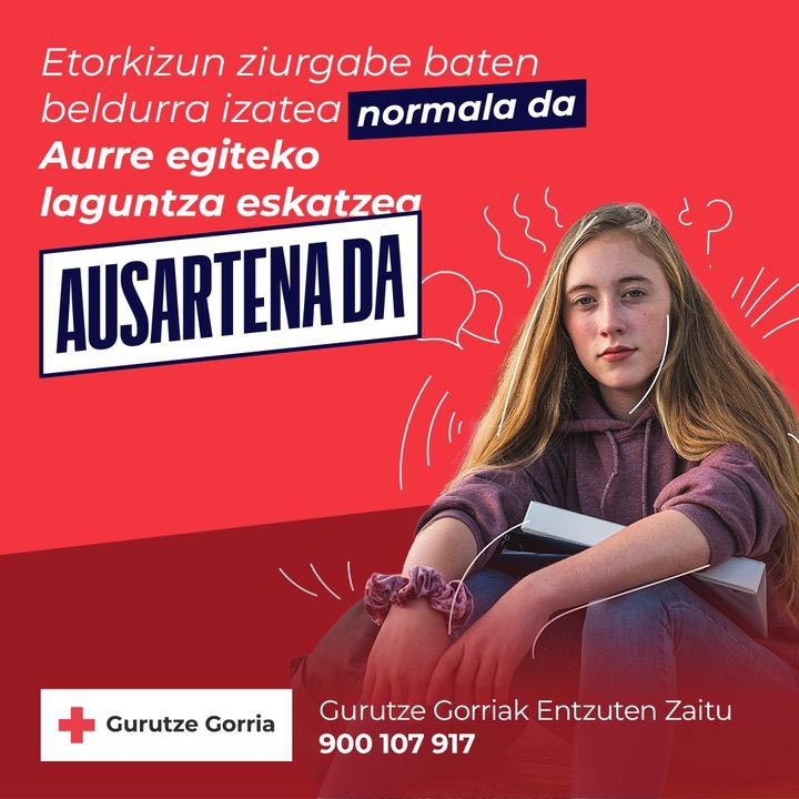 CruzRojaGip's tweet photo. [#SaludMental] ❤️
Bolada txarra pasatzen ari zarela onartzea ausarta da. Laguntza eskatzea ere bai.
Reconocer que estás pasando una mala racha es de valientes. Pedir ayuda también. 

☎️ Deitu / Llámanos: 900 107 917

#TeEscucha https://t.co/dkoLYYspLq