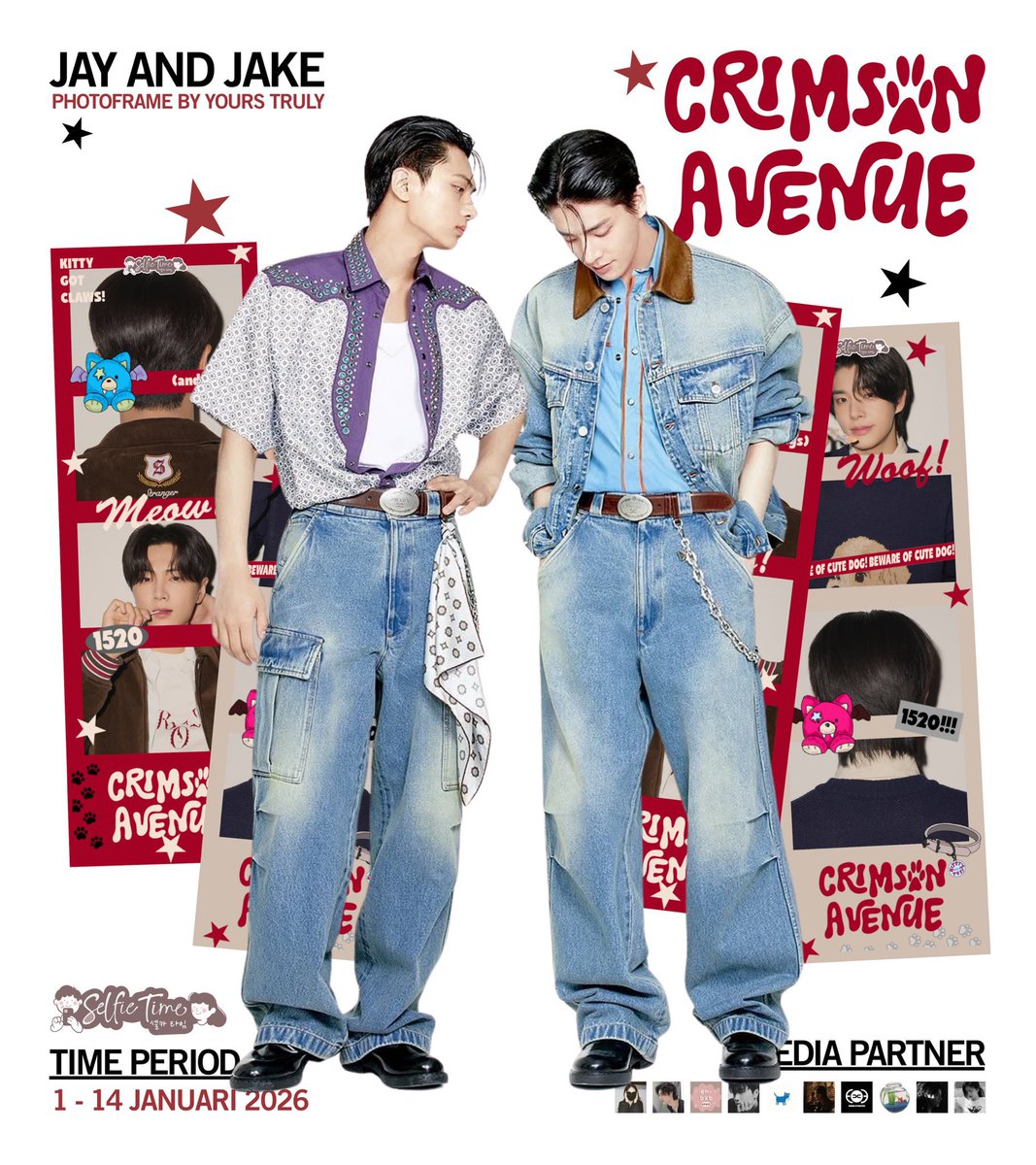 stormcest's tweet image. 🐈‍⬛… CRIMSON AVENUE …🦮
Jay &amp;amp; Jake photoframe by @jaykeavenue 

‧˚꒰🐾୭ ˚. ᵎᵎ 
1–14 Januari 2026 
at @selfietimeid 

Join the fun by posing for the cam and share with #crimsonwithJJ 📸