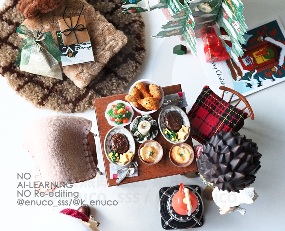 1年以上越しの撮りたかったクリスマス写真やっと撮れました。むちゃくちゃ食べるクリスマスだ！素敵な作品ありがとうございました✨

🍴 <a href="/onendogohan/">おねんどごはん</a> 様
🪑 <a href="/Libraro1900/">Libraro</a> 様
🎄set <a href="/en_n_ni/">ENNNI.(エンニ)</a> 様
oi. <a href="/999pooom/">𝐧𝐮𝐢 𝐭𝐮𝐭𝐮 くう</a> 様 / <a href="/itonokutsu/">いとのくつ</a> 様
iw. <a href="/kamiture_do/">カミツレ堂</a> 様 / <a href="/en_n_ni/">ENNNI.(エンニ)</a> 様
他モデル私物