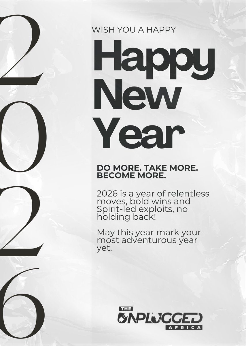 The_unpluggged's tweet photo. Welcome to the year you finally emerge.
No more stalling, no more wasted seasons!

The Unplugged Africa is back, calling you into structure, discipline and intention set toward your God-given goals.

This year demands COMMITMENT.
We’re here to draw it out of you.

Happy new year! https://t.co/hxm1dc8ylZ