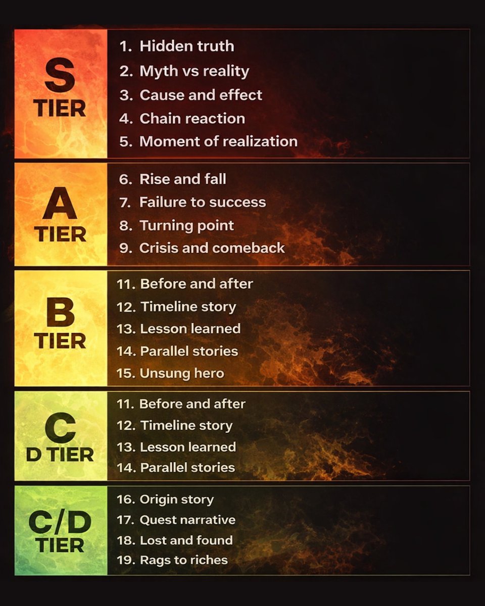 saimagnate's tweet image. storytelling formats tier list