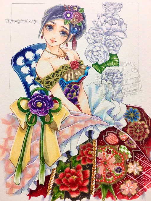 昔描いた年賀状イラスト これは特にお気に入り #コピック #アナログイラスト