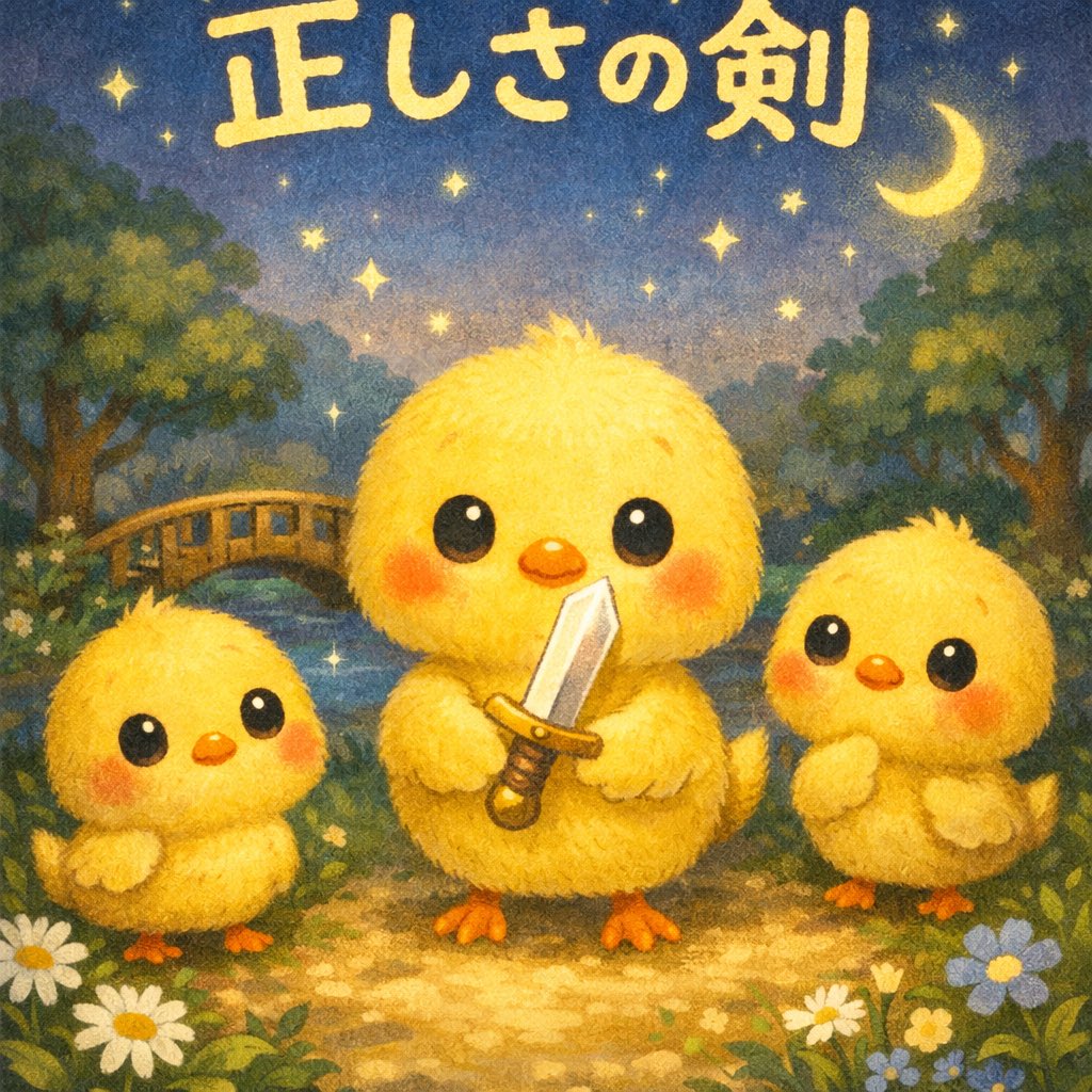 moconickmoco's tweet image. #ひよこものがたり
#ことばのおくりもの
第6話「正しさの剣」

ある日のこと。
ヒヨコ三兄弟は森の広場で、仲間たちと遊んでいました。
すると、小さなすれ違いから、ぴもんくんとエルちゃんが言い合いになってしまいました。
「それはボクのフィッシュアーモンドだピヨ！」とぴもんくん。…