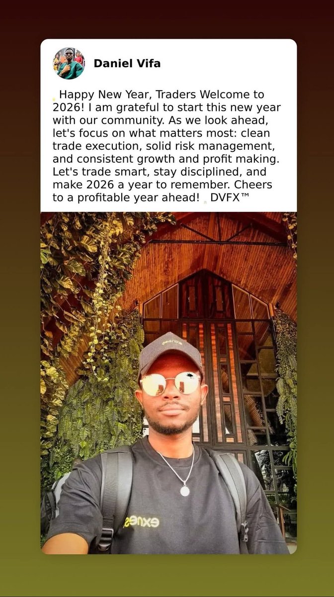dvforextrades's tweet photo. 🌟🎆 Happy New Year, Traders
Welcome to 2026! 
I am grateful to start this new year with our community. 
As we look ahead, let's focus on what matters most: clean trade execution, solid risk management, and consistent growth and profit making.

DVFX™ https://t.co/RmJwmiGYhd