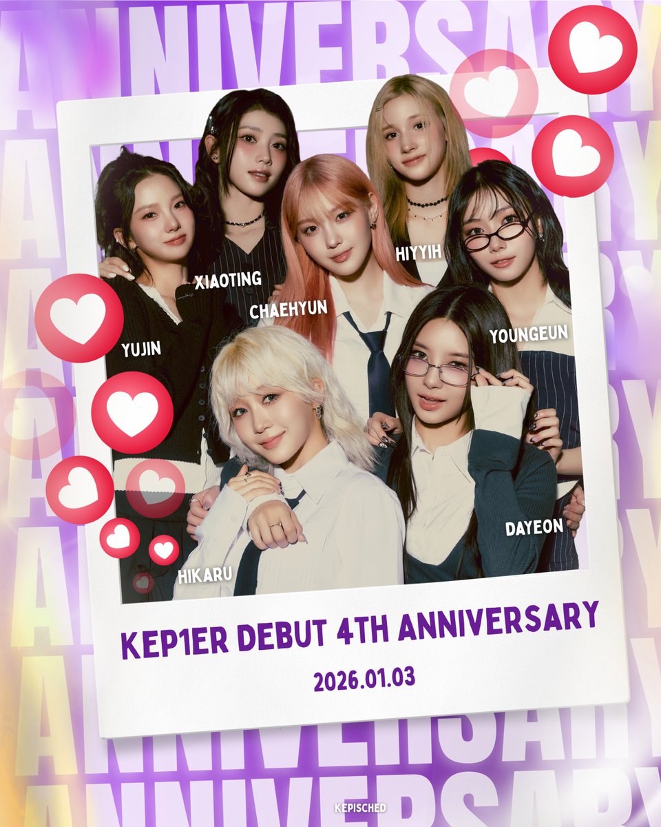 kepisched's tweet image. [🎂] 2026.01.03
Happy 4th Anniversary Kep1er!

#Kep1er_tOgether_4ever
#케플러_4랑으로_채운_4년
@official_kep1er @kep1er_jp