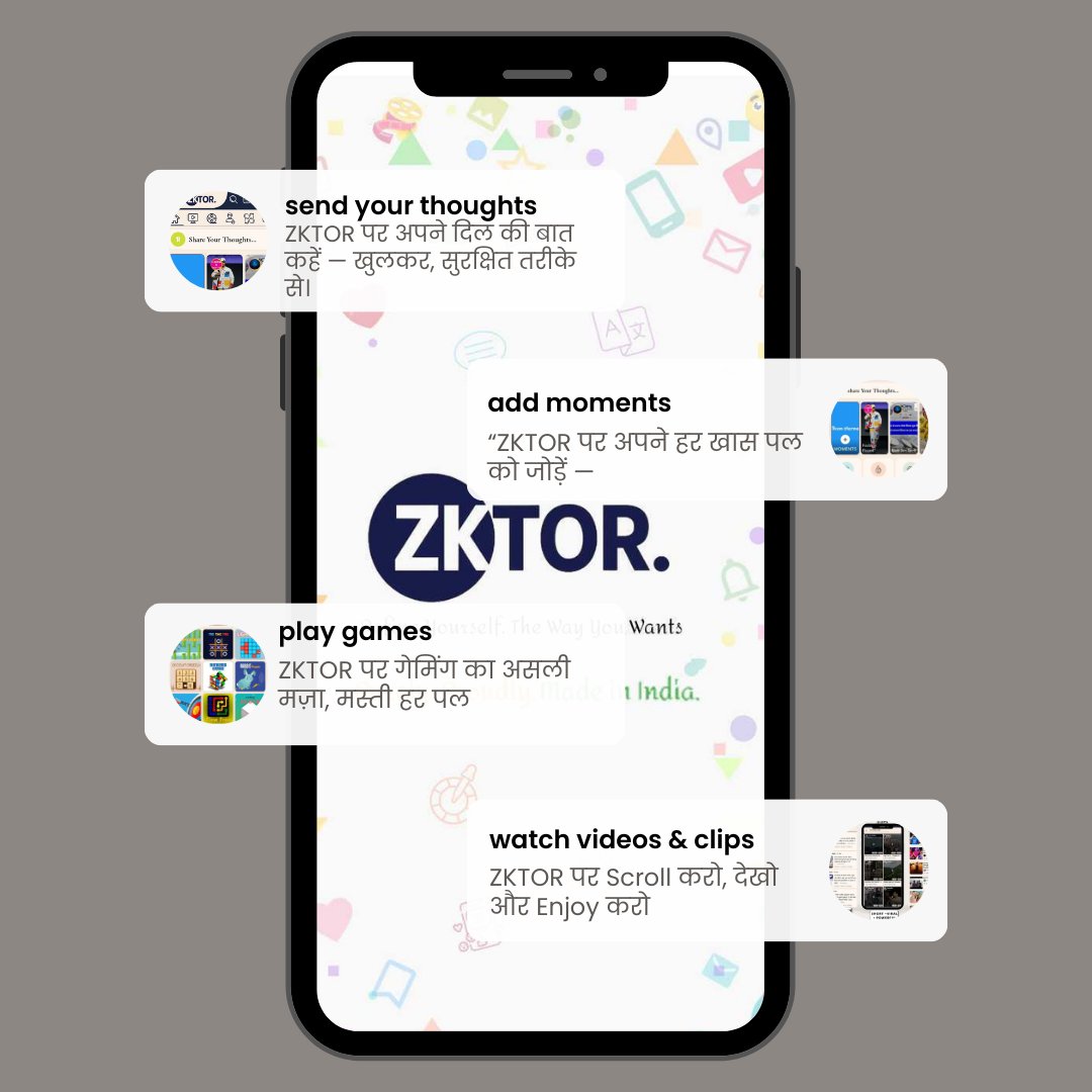 HubSocialt82490's tweet photo. TRENDING NOW ON ZKTOR 🇮🇳

🔥 Trending Feed | 🎬 Trending Clips | 📺 Trending Videos
💬 Dil ki baat bolo — freely &amp; safely
📸 Add Moments, share every special moment
🎮 Play Games, non-stop masti
📲 Scroll, watch &amp; enjoy — all in one app
#ZKTOR #TrendingOnZKTOR #IndianSocialMedia https://t.co/VBaxihtA0d