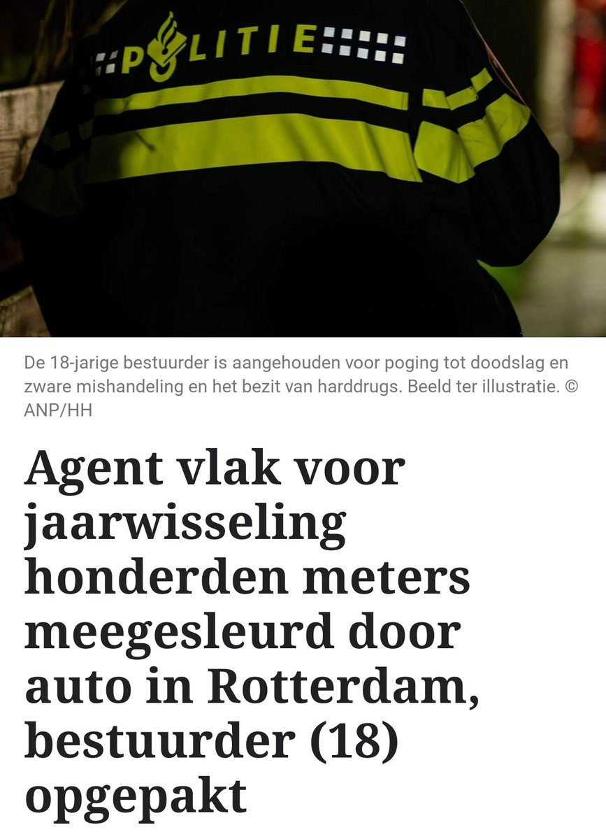 Agent meegesleurd door auto in Rotterdam, bestuurder (18) opgepakt