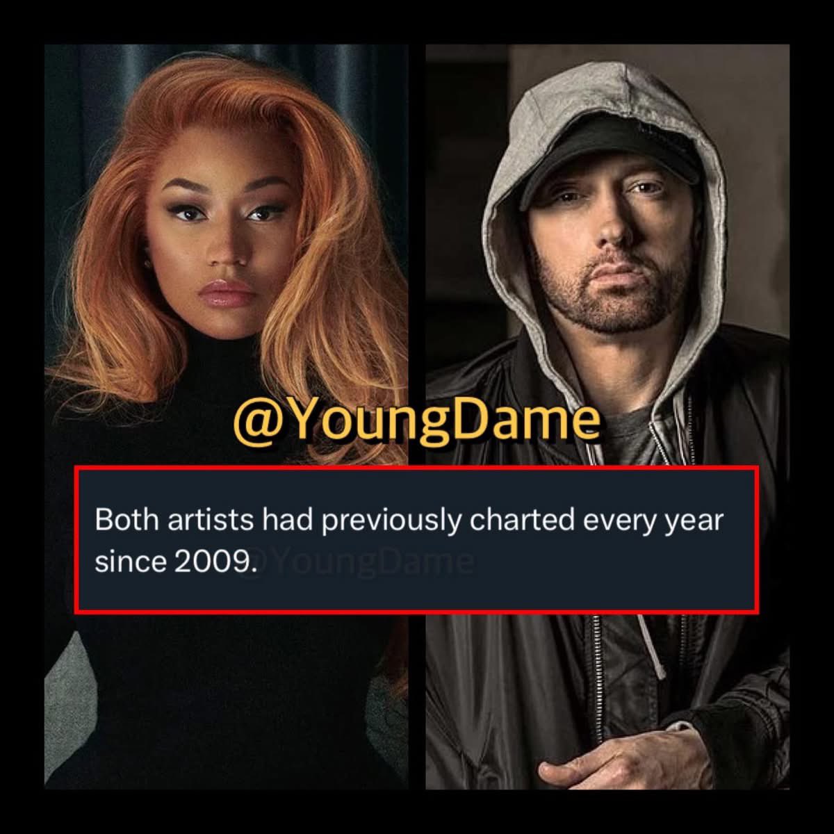 #NickiMinaj &amp; #Eminem ended 16 year streaks charting on #Billboard with no 2025 entries‼️👀😳