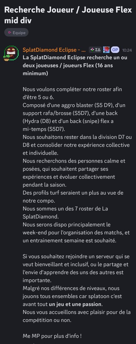 Notre roster Éclipse recrute également. Si vous êtes intéressé, n'hésitez pas à dm Proctor sur discord
