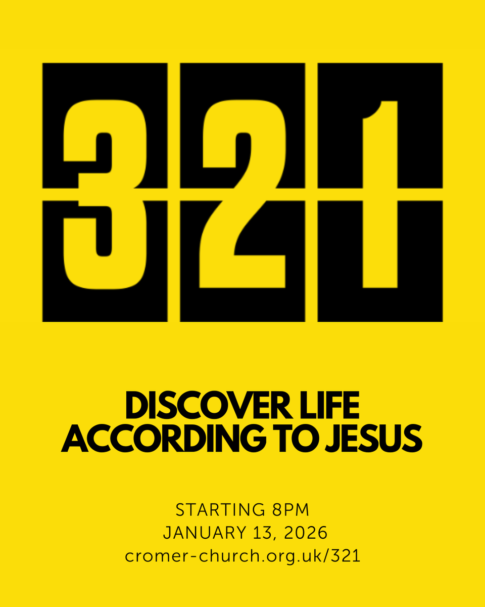 Cromer_Church's tweet photo. Ever wondered about God, the world, or where you fit in?

The 321 Course is a relaxed, friendly way to explore life through the lens of Jesus.

Our next 4-week course starts on 13 January, and you’d be very welcome to join us.

To book a place, contact the church office: https://t.co/X3E7EItTbU
