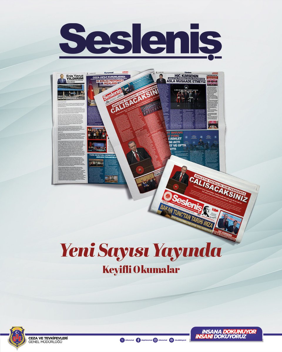 Gazetemizin yeni sayısı yayımlandı.  

Keyifli okumalar. 

➡️cte.adalet.gov.tr/Home/SayfaDeta…