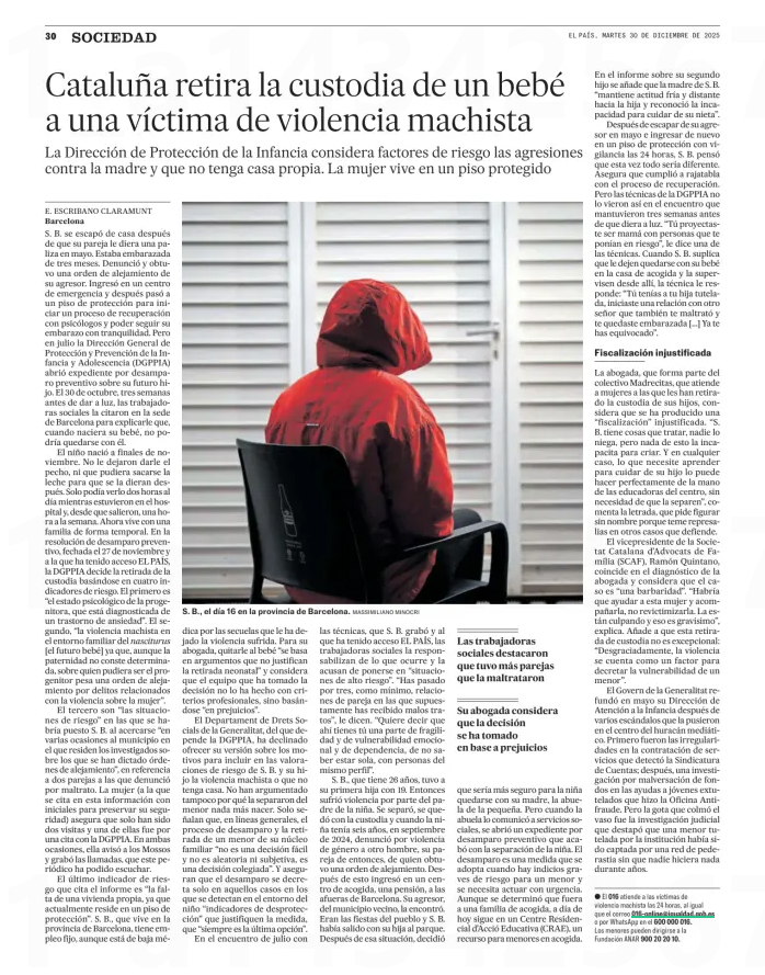 SCAF_cat's tweet photo. 30.12.25. El diari @el_pais entrevista al nostre vicepresident 1r, Ramon Quintano, arran de la retirada de la custòdia d'un nounat de la seva mare, víctima de violència masclista. https://t.co/oVfQlxHq7N