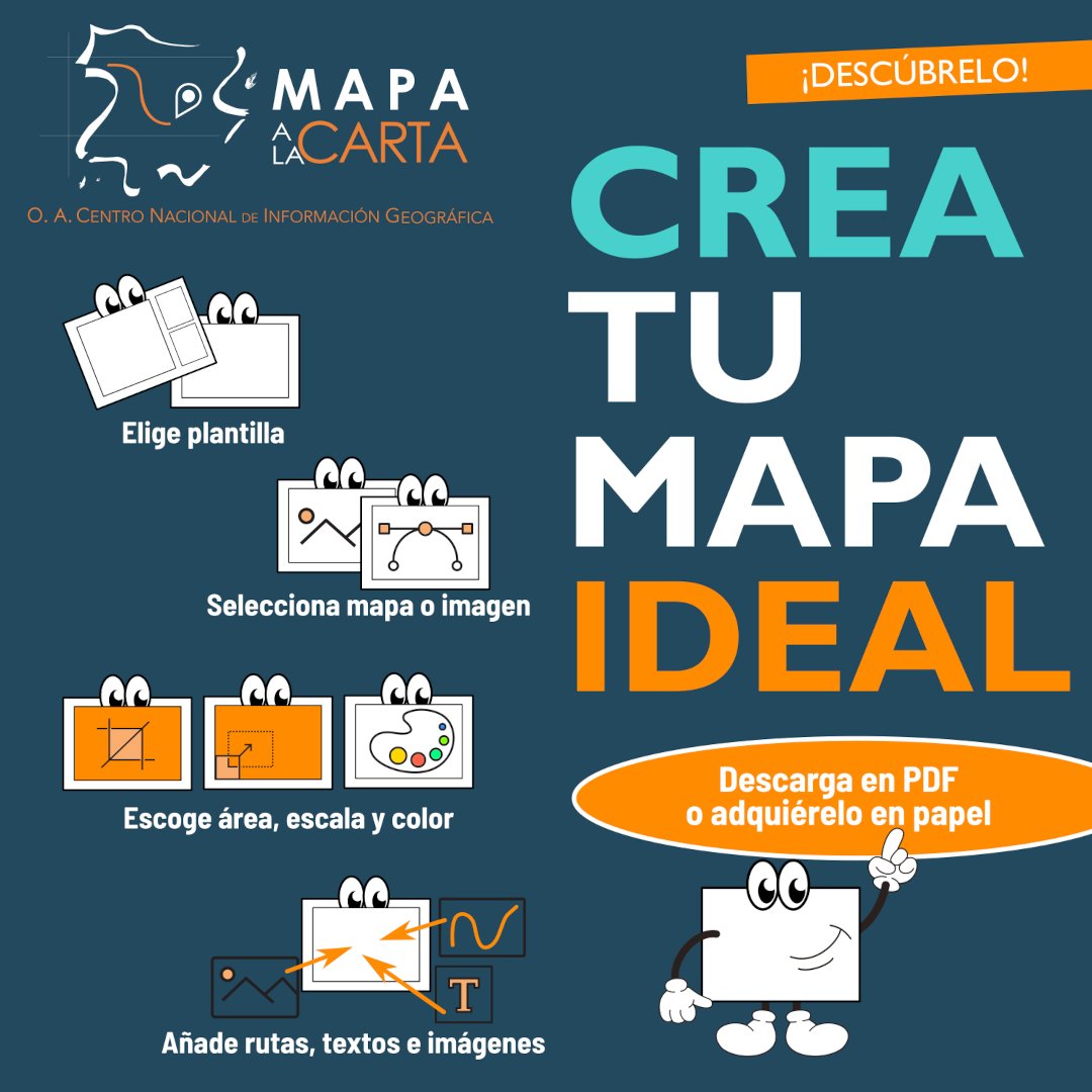 IGNSpain's tweet photo. 🎁🌟 Sorprende con un regalo creativo esta Navidad: “Mapa a la Carta” 🗺️ 

➡️ Genera #mapas y fotos aéreas personalizadas. Sigue unos pasos básicos. ¡Te lo explicamos en la imagen! 😉

✨ Obtendrás tu fichero PDF para descargar y también podrás adquirir copias en papel

🎉 Aprovecha la Promoción de Navidad: https://t.co/eXzgPP8aOi

👉🏼 https://t.co/vrzwYxafvb 🌐

#IGNSpain #CNIG #MapaalaCarta #Cartografía @transportesgob