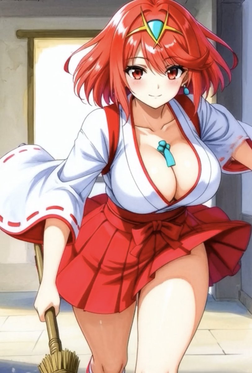 pami0358's tweet image. 巫女装束のホムラさん(^^)
其の5 
神社でお掃除中のホムラさん⛩️🧹

#HappyNewYear 
#HappyNewYear2026 
#AIイラスト︎ #AIart 
#ゼノブレイド2
#Pyra #ホムラ
#XenobladeChronicles2
#AIイラスト好きさんと繋がりたい