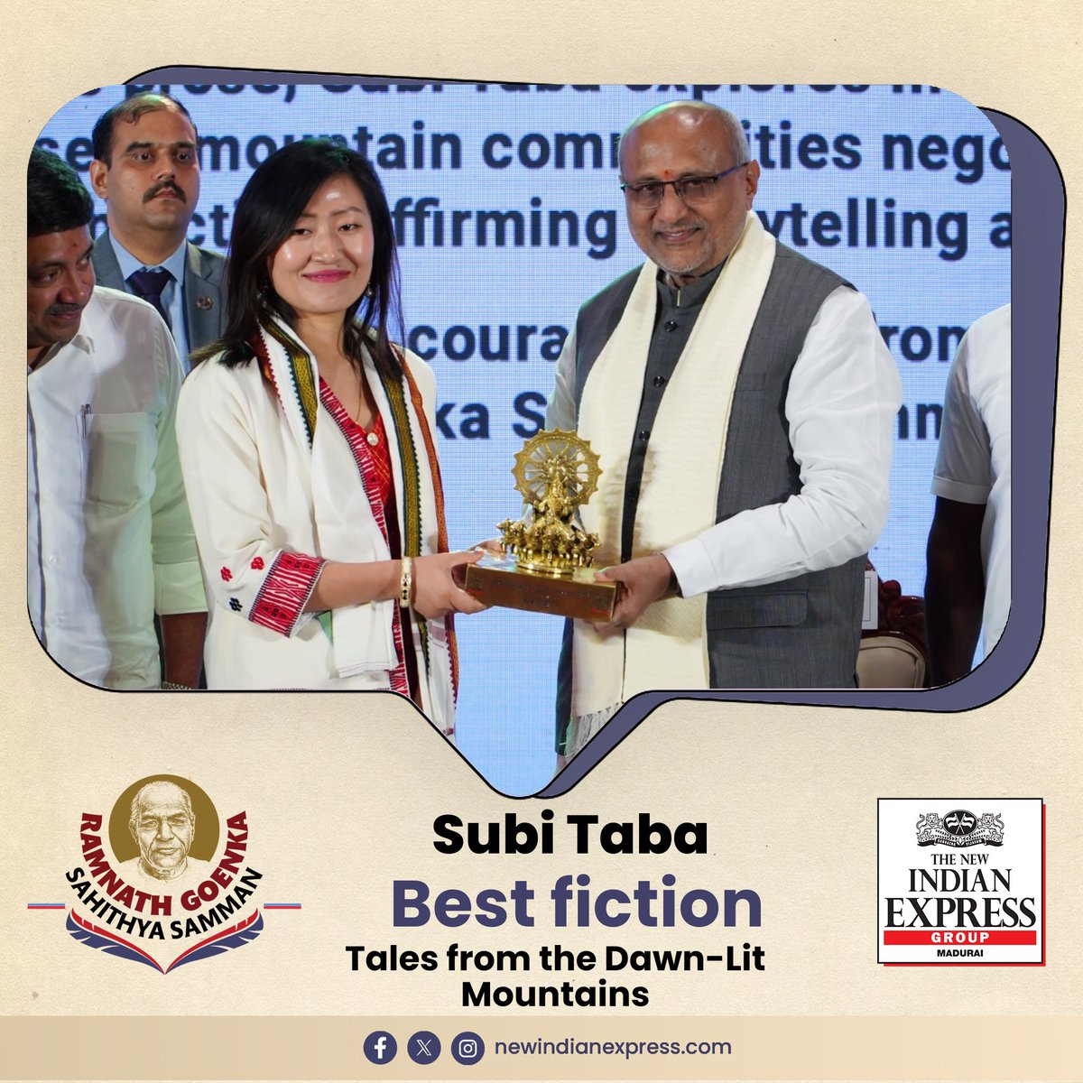NewIndianXpress's tweet image. Winners of the third Ramnath Goenka Sahithya Samman 

#RamnathGoenkaSahithyaSamman #IndianLiterature #Books #Authors #TheNewIndianExpress @CPR_VP @santwana99 @PrabhuChawla @etteth @SubiTaba @nehadixit123