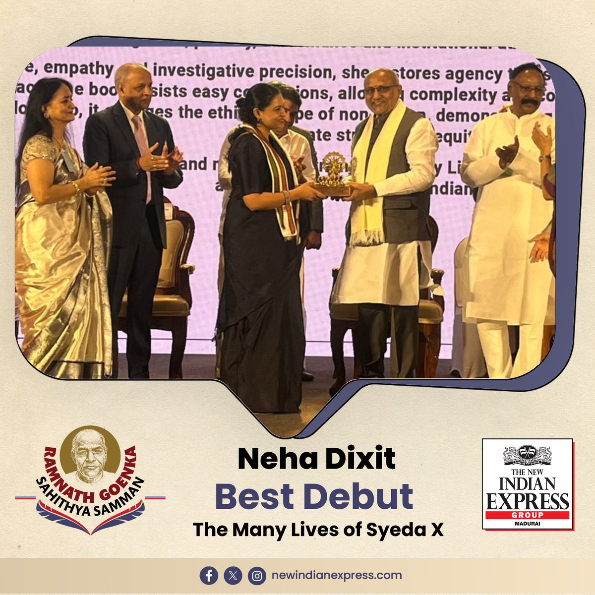 NewIndianXpress's tweet image. Winners of the third Ramnath Goenka Sahithya Samman 

#RamnathGoenkaSahithyaSamman #IndianLiterature #Books #Authors #TheNewIndianExpress @CPR_VP @santwana99 @PrabhuChawla @etteth @SubiTaba @nehadixit123