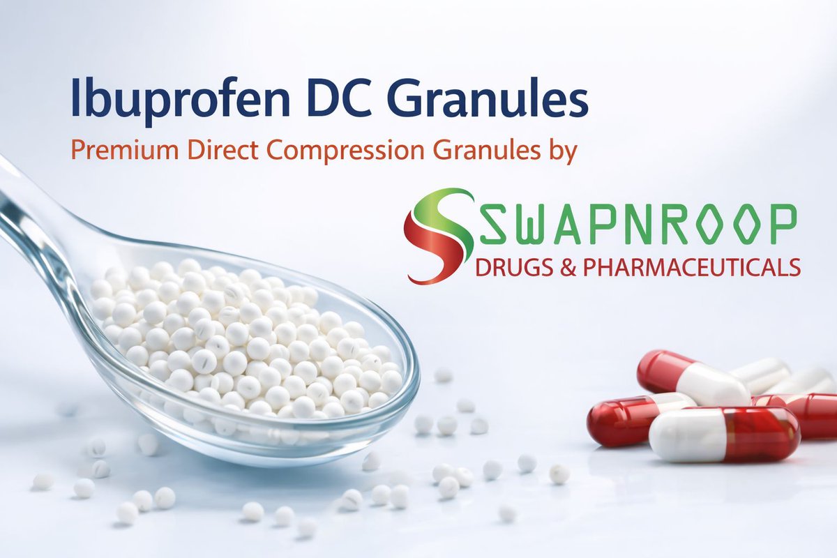 🌟 Ibuprofen DC Granules – Premium Direct Compression Solution 🌟

At Swapnroop Drugs &amp; Pharmaceuticals, we deliver high-performance Direct Compression (DC) granules engineered to simplify formulation and enhance manufacturing efficiency.

💊 Ibuprofen DC Granules are designed