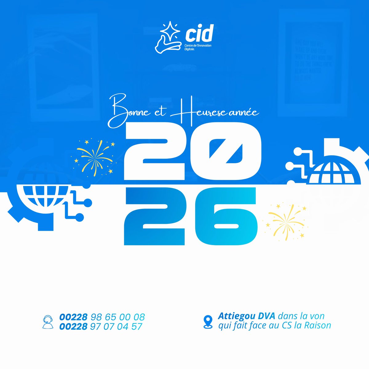 Bonne et Heureuse Année 2026 !

Toute l’équipe du CID – Centre d’Innovation Digitale vous souhaite une année placée sous le signe de l’innovation, de la réussite, de l’apprentissage et des opportunités digitales

Merci pour votre confiance.

#BonneAnnée2026 #CID