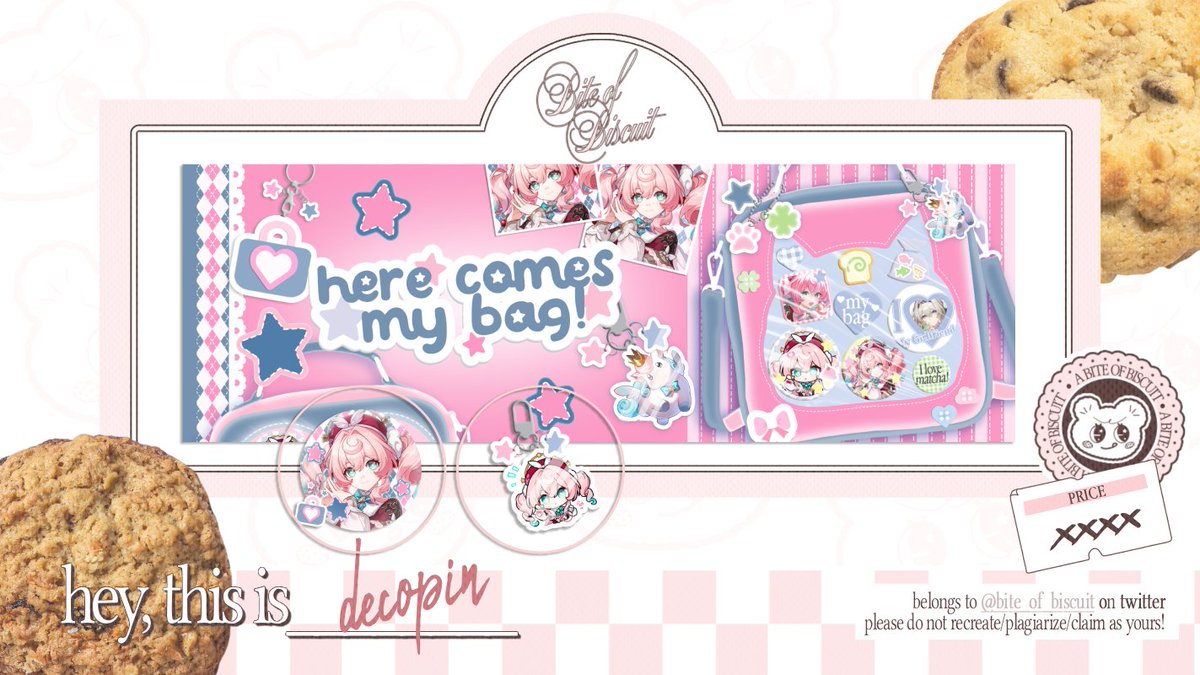 bite_of_biscuit's tweet image. Help repost please? Thank you! ♡ #zonauang 🧺 

Kenalan yuk sama 2 anak baruku yang based on ITABAG dan perintilannya inih... decopin &amp;amp; bagumori! :3 Buat decopin, bagnya ada 2 pilihan: heart / cat! ❤️🐱

Please kindly let me know kalau ada yang tidak aman through DM (๑˃ᴗ˂)♡🍪