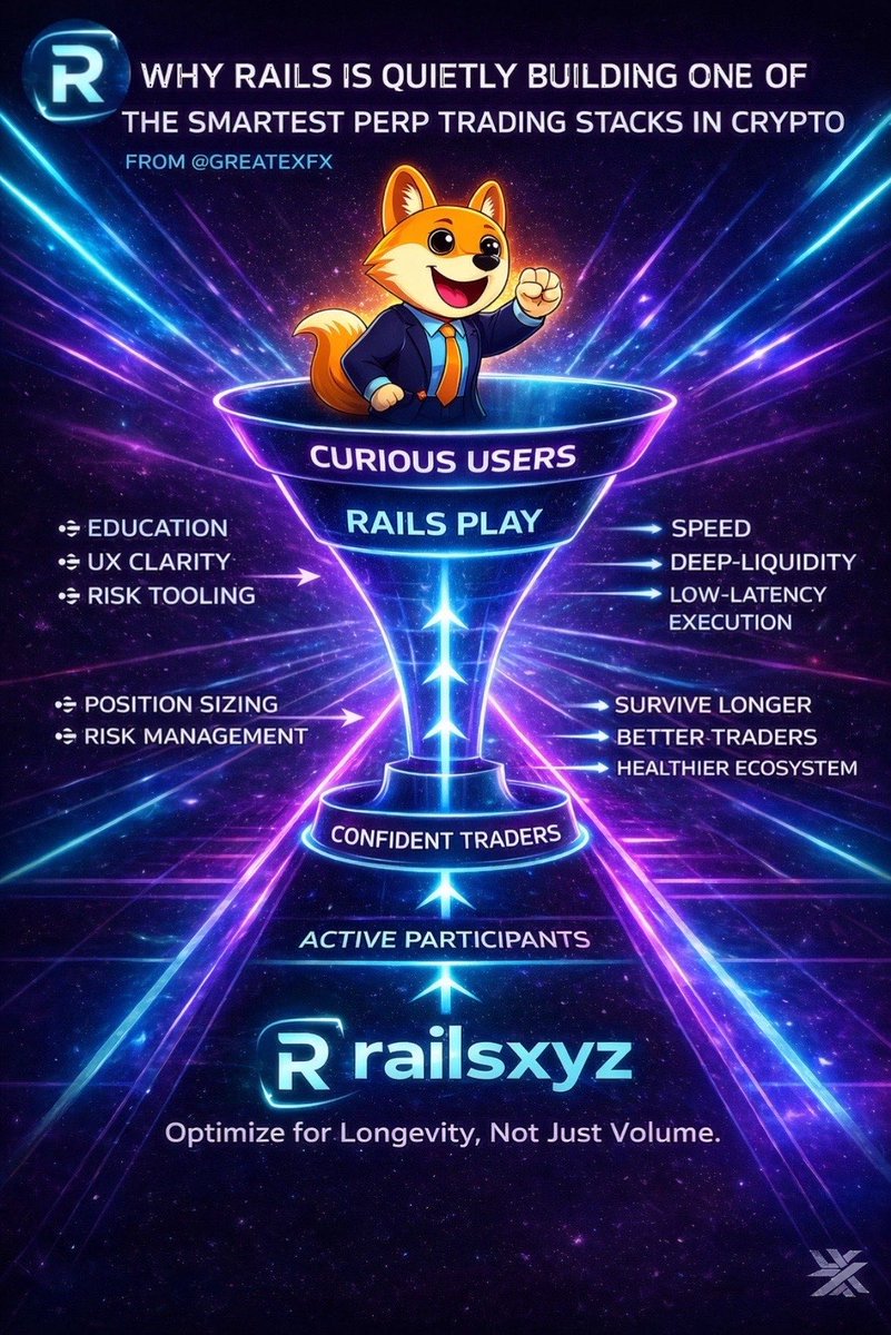 WHY RAILS IS QUITELY BUILDING ONE OF THE SMARTEST PERP TRADING STACKS IN CRYPTO

I’ve been spending time digging into <a href="/rails_xyz/">Rails</a>, and I think most people are missing why Rails is quietly building one of the smartest perp trading stacks in crypto.

Let me explain Why👇

1️⃣ Perps