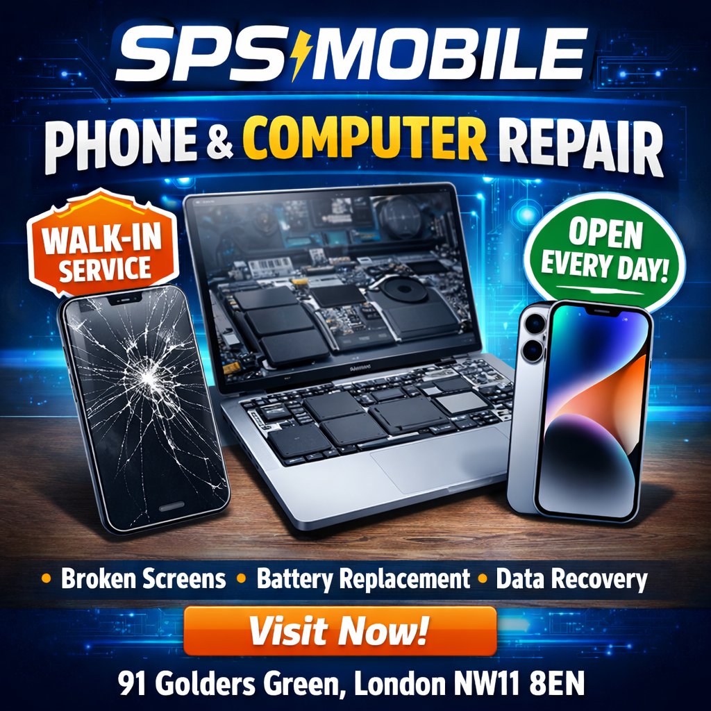 spsmobile's tweet image. Need Fast &amp;amp; Reliable iPhone, MacBook, Laptop or iPad Repair?
 @spsmobile offers professional walk-in repair services, open every day with quick turnaround and competitive prices.
#PhoneRepairLondon #ComputerRepair #iPhoneRepair #MacBookRepair #LaptopRepair #GoldersGreen