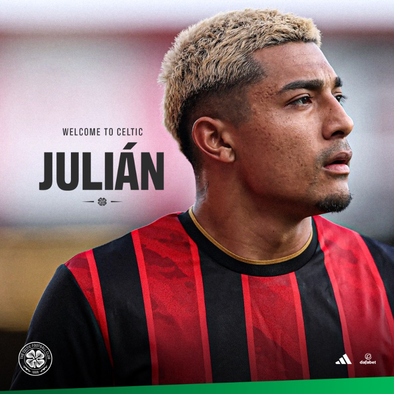 CelticFC's tweet photo. ✍️ We are delighted to confirm that Julián Araujo has joined #CelticFC on loan until the end of the season from AFC Bournemouth 💚

Welcome to Celtic, Julián!

#WelcomeJulián | #CelticFC🍀