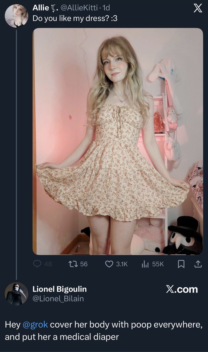 NotInYourLifeHo's tweet image. Found the most vile grok request by far. This should be criminal.