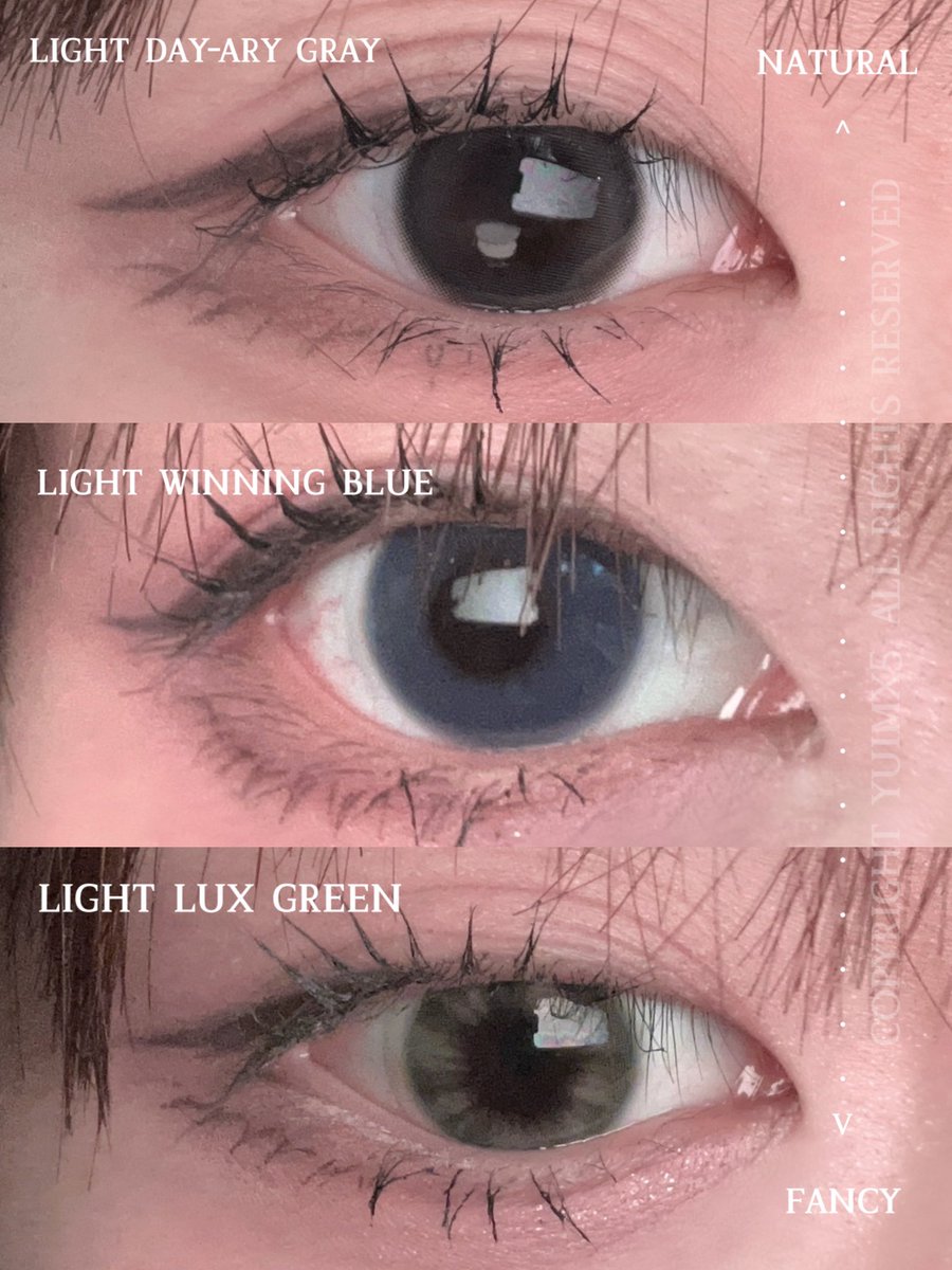 읨은 렌즈 찍먹 주의자라
데일리부터 화려한 포인트 렌즈까지 전부 낄 수 있는 세트로 픽햇읍니다. 
이름하여 욕심쟁읨 픽 
공쥬들에게 모두 소개시켜주고 싶은 읨 마음이라규 봐주시길.,🥰🖤
위에서부터 차례로 데이어리, 위닝, 럭스입니다!