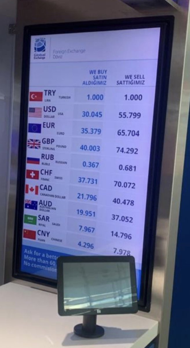 ❗️İstanbul Havaalanı'ndaki bir döviz bürosunda "soygun" niteliğinde alış-satış makası uygulanıyor.

Havaalanlarında makaslar normalden yüksek olur ama bu makas filan değil dolandırıcılık !